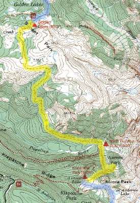 topo map of the Wonderland Trail - Golden Lakes to Klapatche