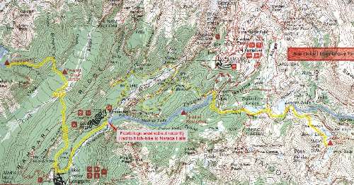 Wonderland Trail topo map - Devil's Dream to Snow Lake