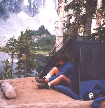 Camp at Snow Lake, 1.5 miles off of the Wonderland Trail, without views of Mt. Rainier